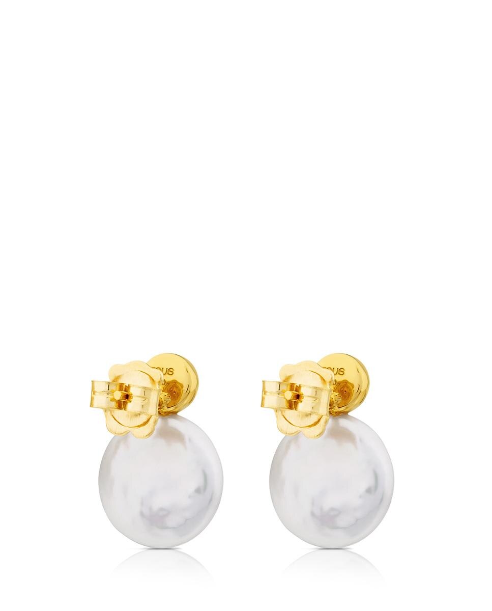 Brincos Alecia de Ouro Amarelo com Pérola Branco-3