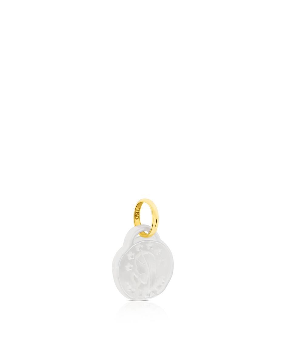 Pendente Devoción Maria de Ouro Amarelo com Madrepérola Branco-2