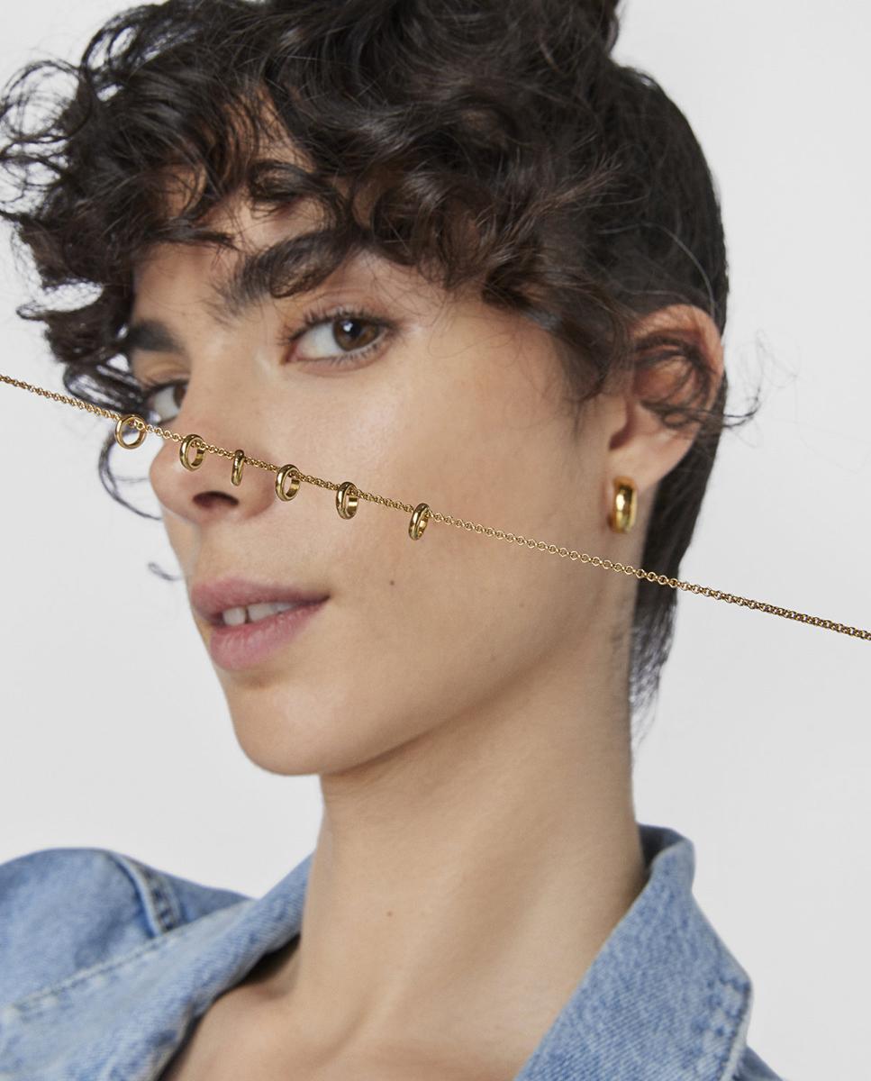 Set de 6 Anéis Hold Banhadas em Ouro de 18 Kt Sobre Prata para Pendentes Dourado-5