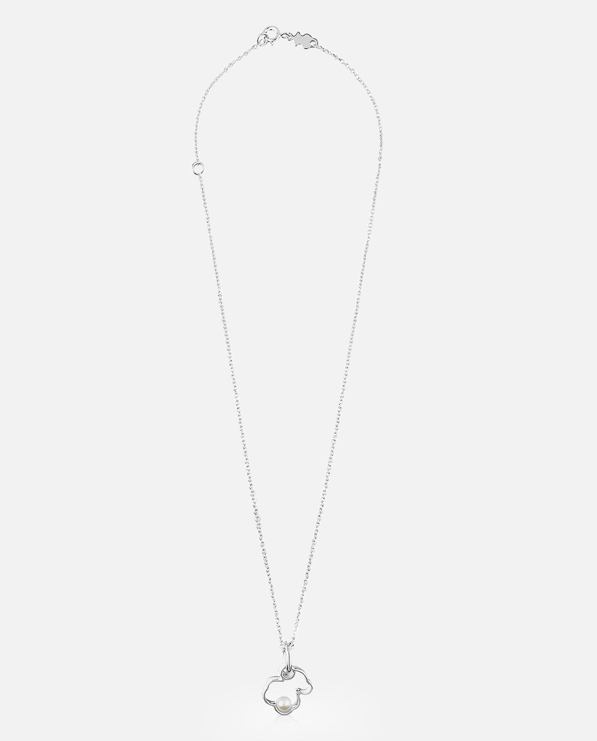 Colar Silhueta de Prata com Pérola Branco-1