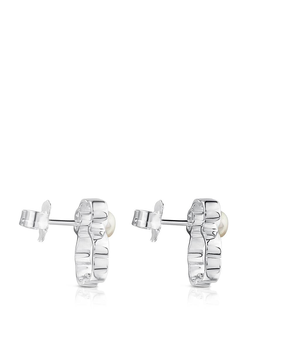 Brincos Silhueta de Prata com Pérola Branco-2