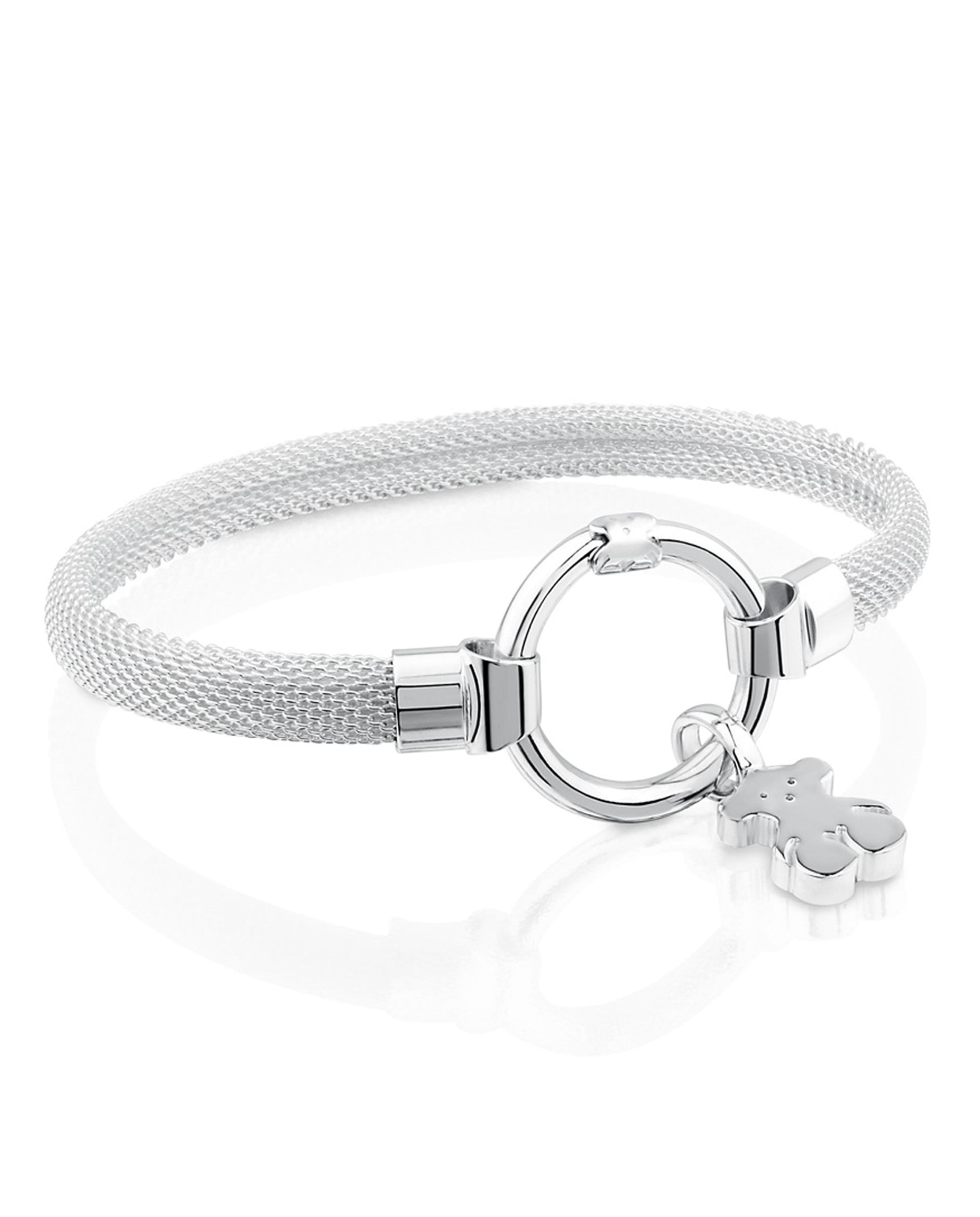 Pulseira Rígida Hold de Prata com Pulseira Rígida Mesh Prateado-1