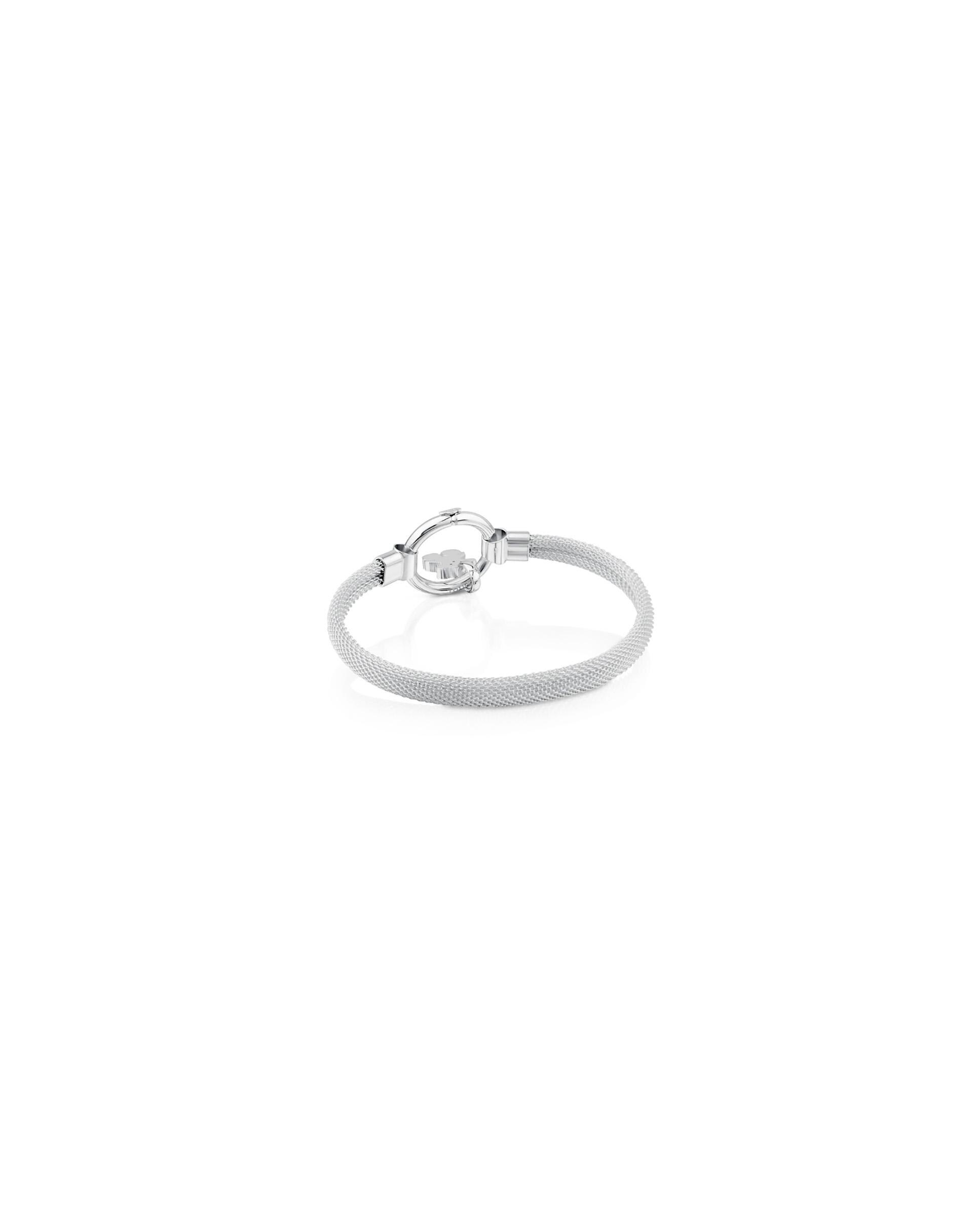 Pulseira Rígida Hold de Prata com Pulseira Rígida Mesh Prateado-3