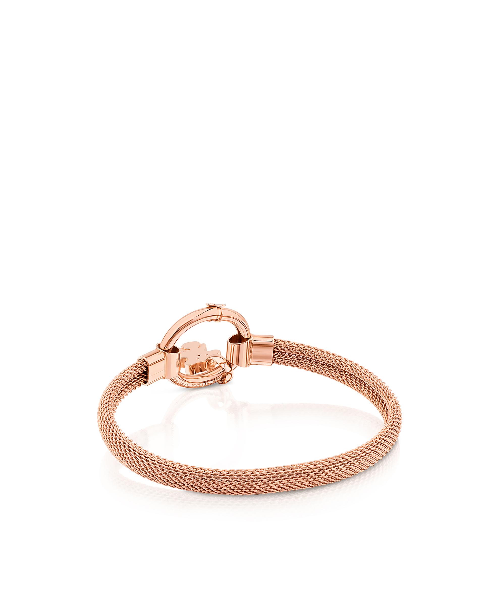 Pulseira Rígida Hold Banhada a Ouro de 18 Kt em Prata Rosa Rosa-claro-3