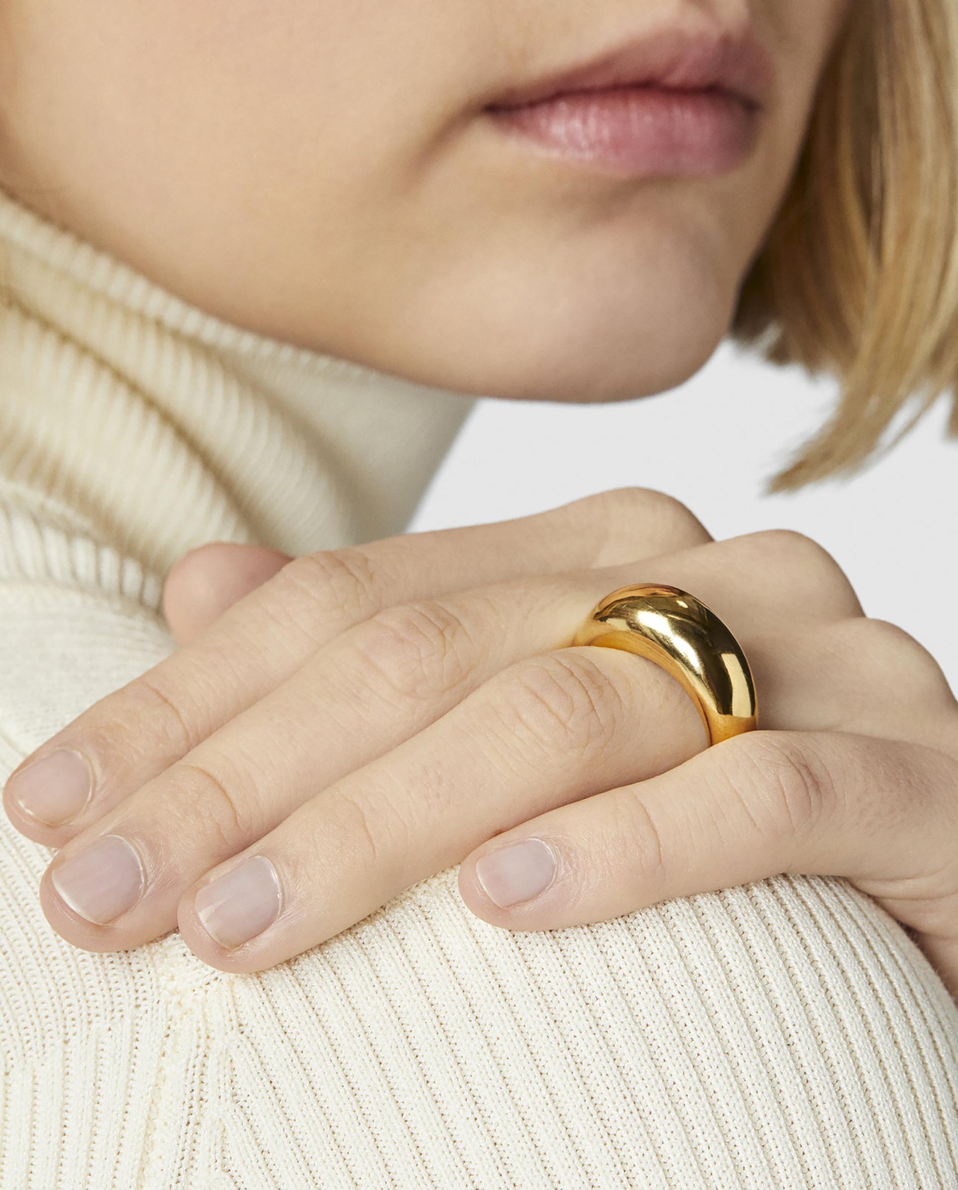 Anel Warm Banhado a Ouro de 18 Kt Sobre Prata Dourado-5