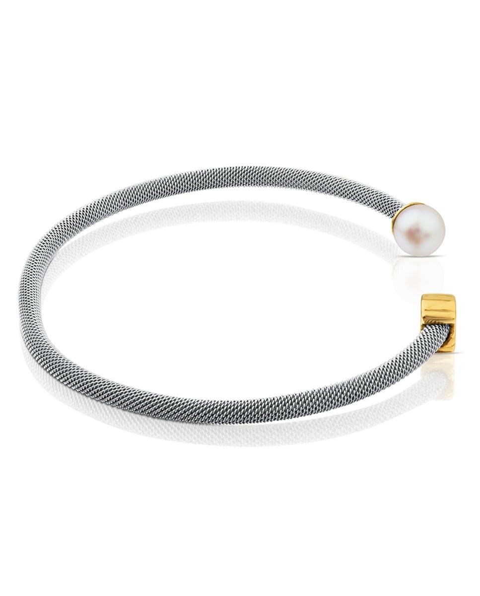 Pulseira Rígida Icon Mesh de Aço e Ouro Amarelo Branco-2