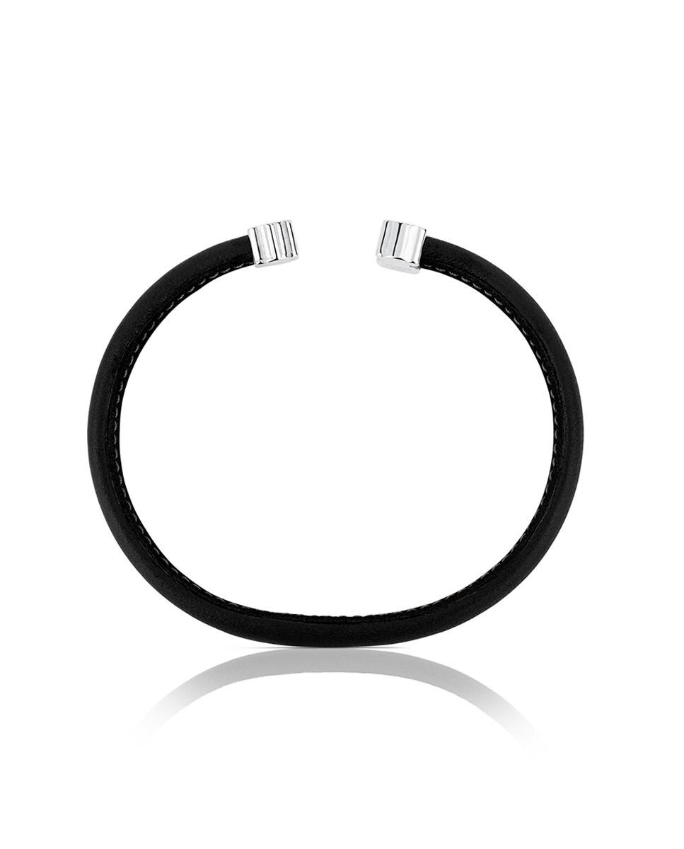 Pulseira Sweet Dolls em Prata de Primeira Lei e Cuero em Preto Preto-2
