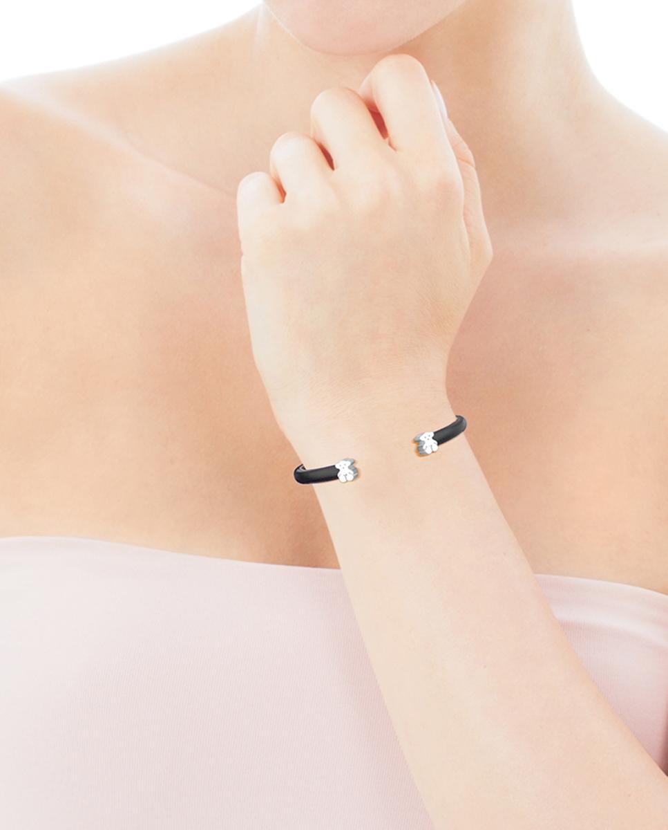 Pulseira Sweet Dolls em Prata de Primeira Lei e Cuero em Preto Preto-4