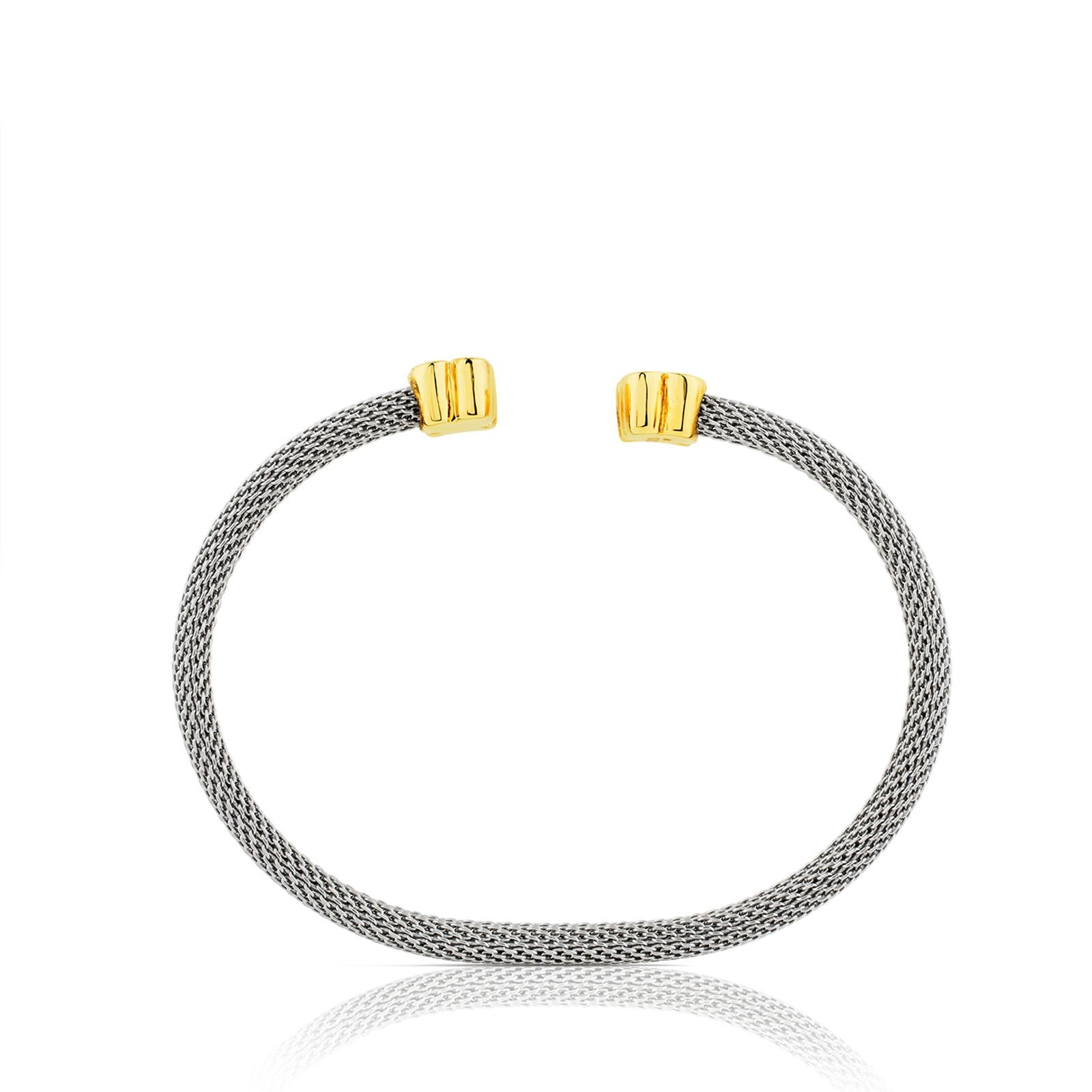 Pulseira Rígida Icon Mesh de Ouro e Aço Multicolor-3