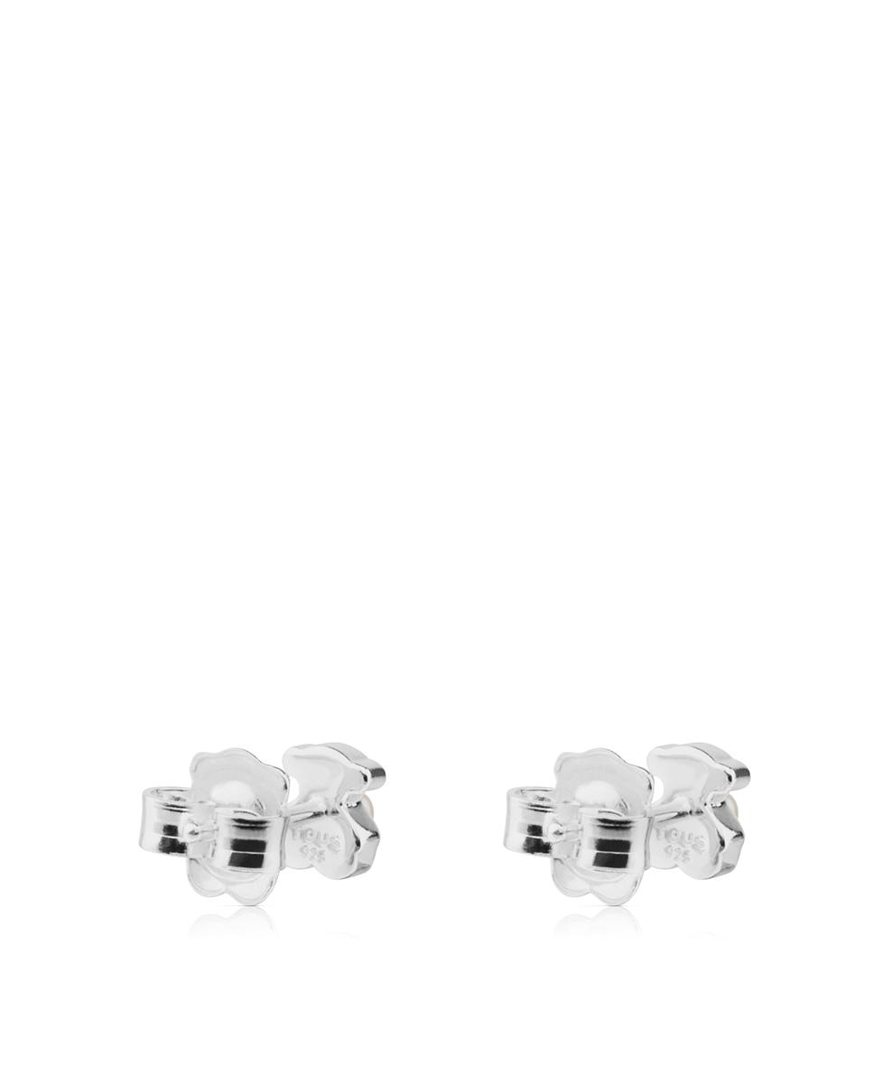 Brincos Super Power de Prata em Forma de Urso com Pérola Branco-2