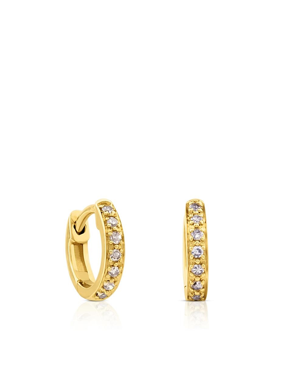 Brincos de Aro Gem Power de Ouro Amarelo com Diamantes Branco-1