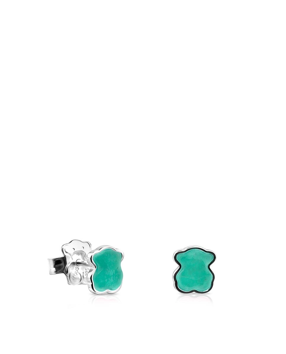 Brincos em Prateado com Amazonita Azul-turquesa-1