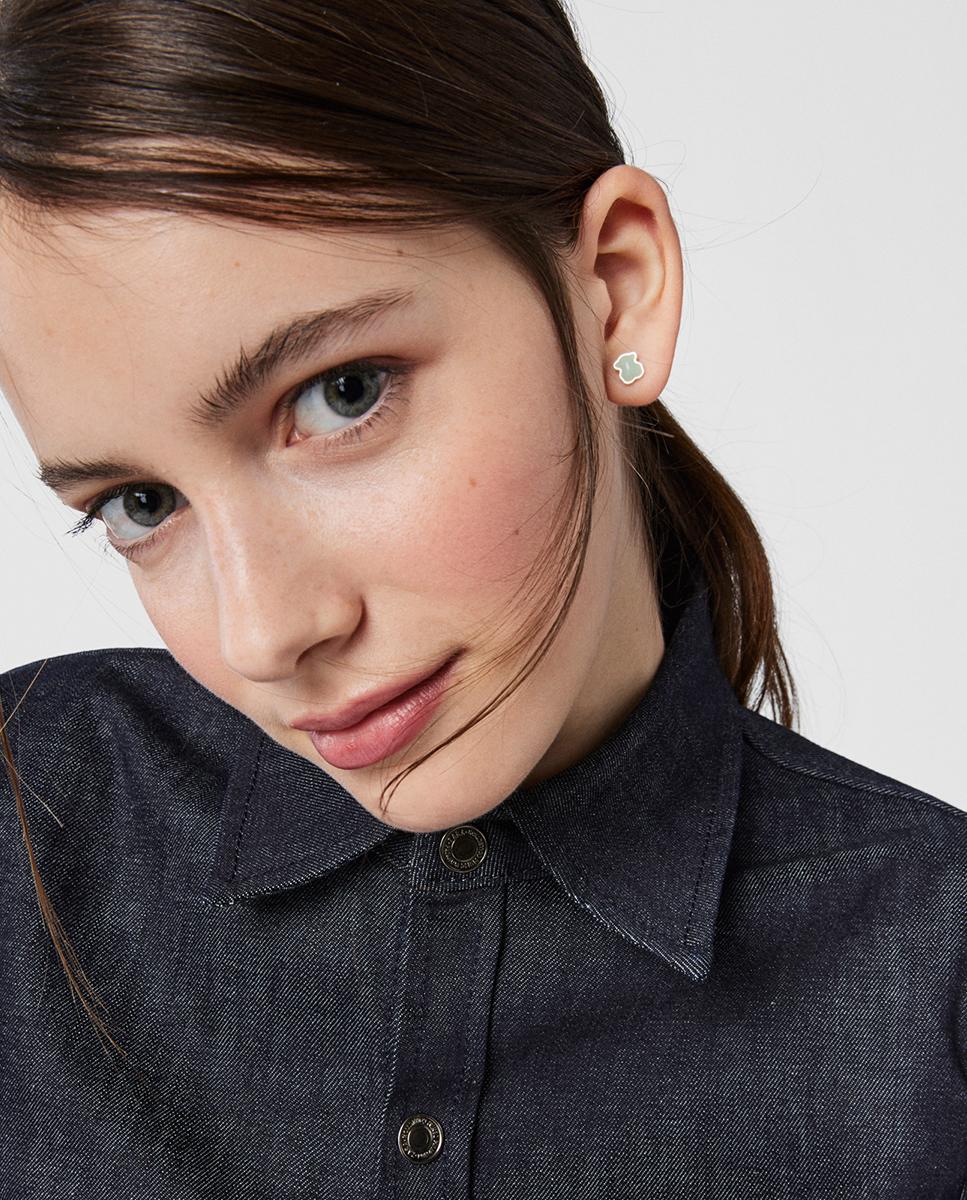 Brincos em Prateado com Amazonita Azul-turquesa-4