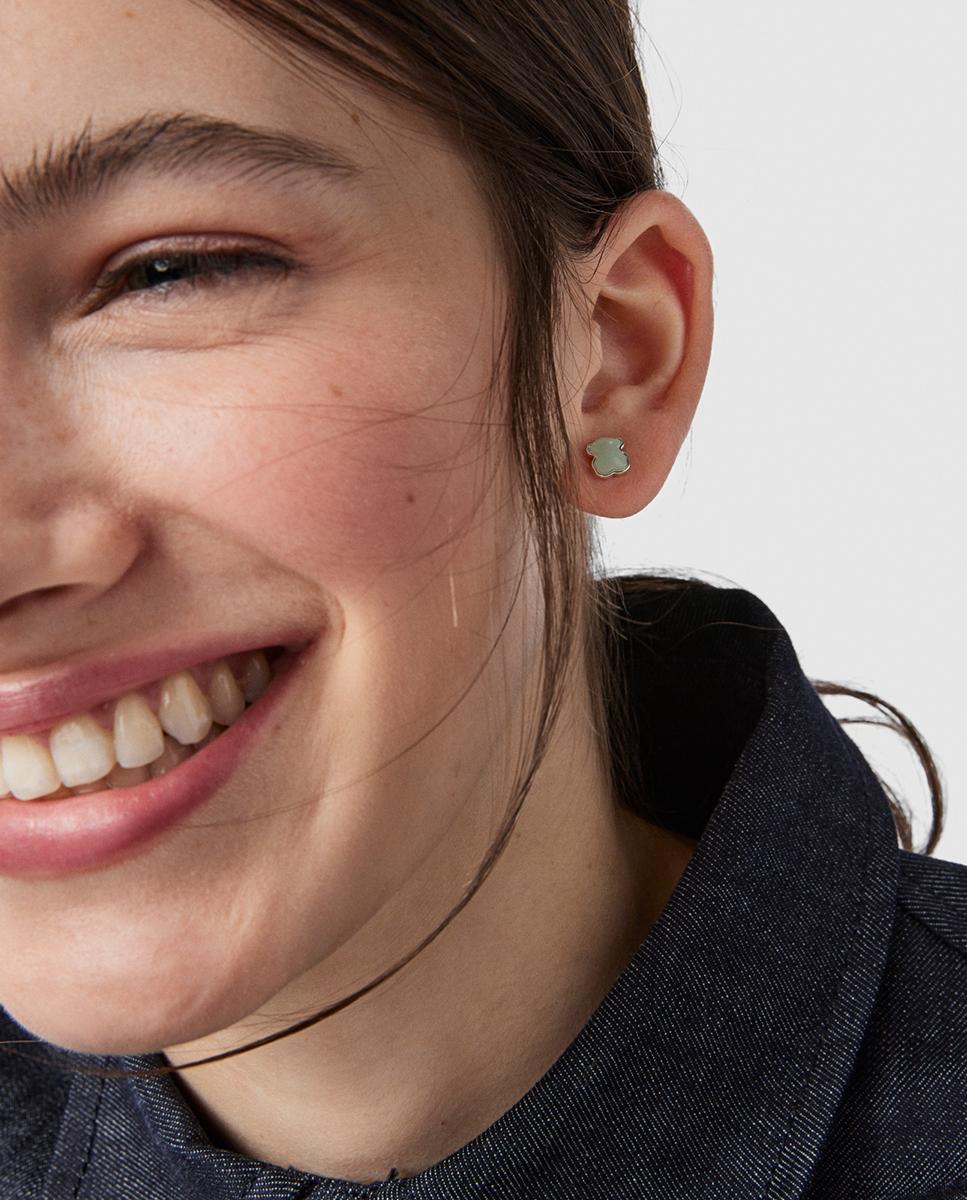 Brincos em Prateado com Amazonita Azul-turquesa-5