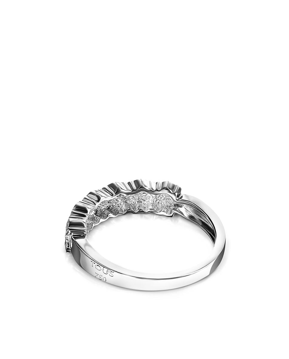 Anel Puppies de Ouro Branco com Ursos de Diamantes Branco-3