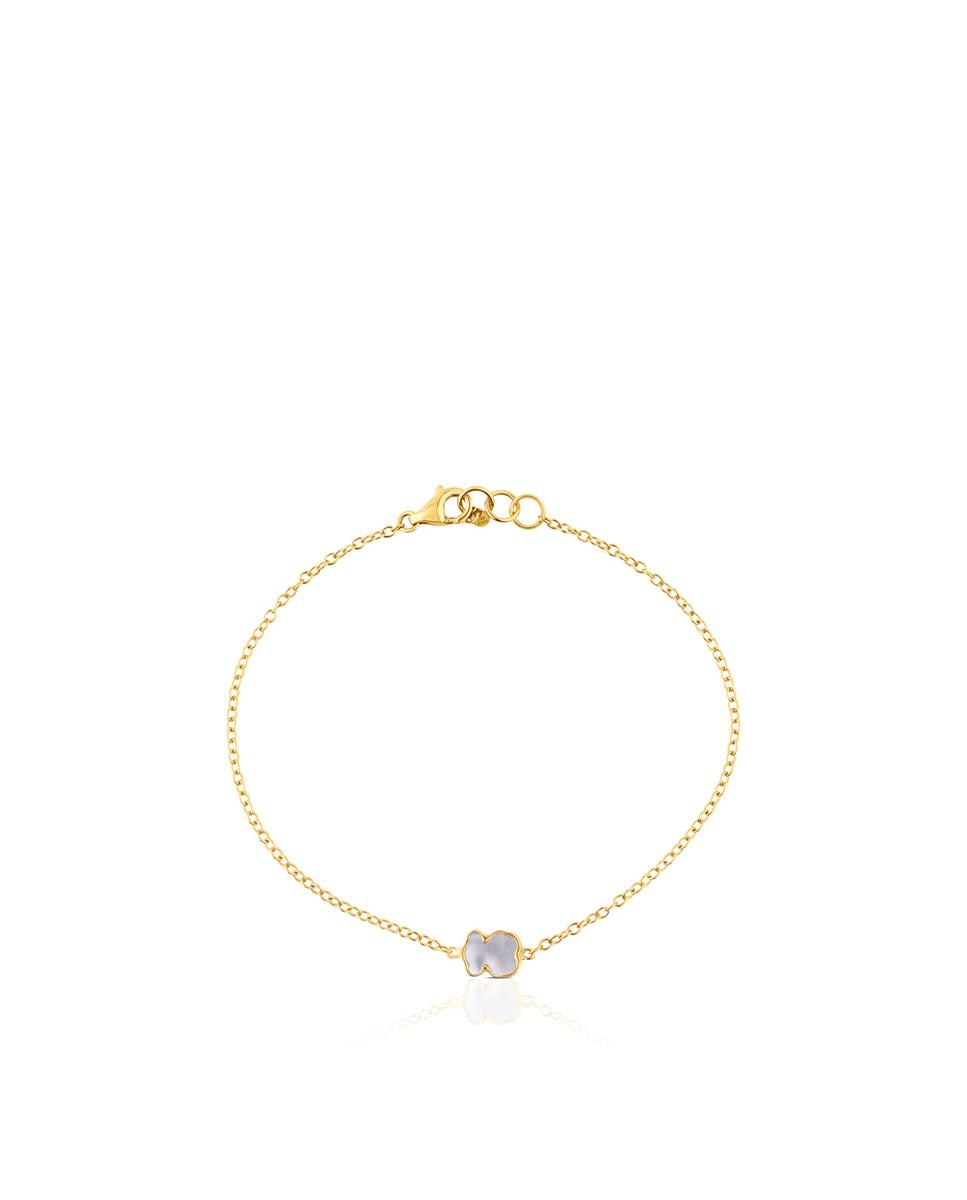Pulseira de Corrente Xxs Urso de Ouro Amarelo e Madrepérola Branco-2