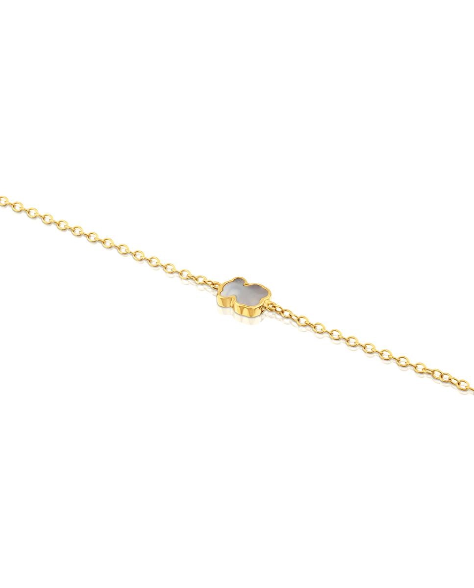 Pulseira de Corrente Xxs Urso de Ouro Amarelo e Madrepérola Branco-3