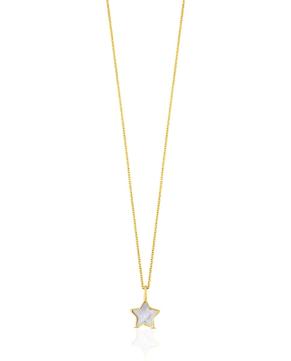 Colar Xxs Estrela de Ouro Amarelo e Madrepérola Cinzento-1