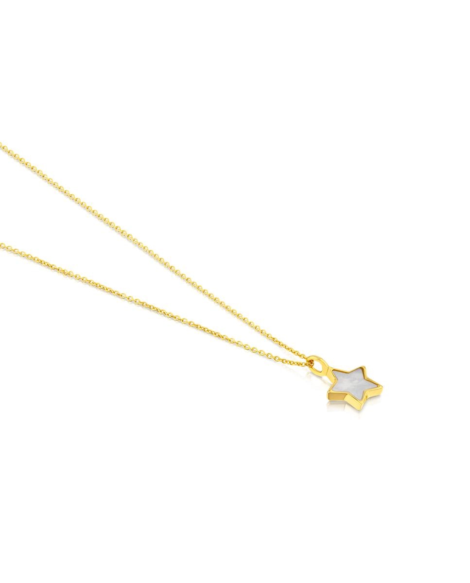 Colar Xxs Estrela de Ouro Amarelo e Madrepérola Cinzento-3