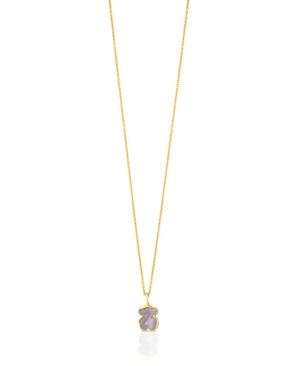 Colar Xxs Urso de Ouro Amarelo e Madrepérola Cinzento-2
