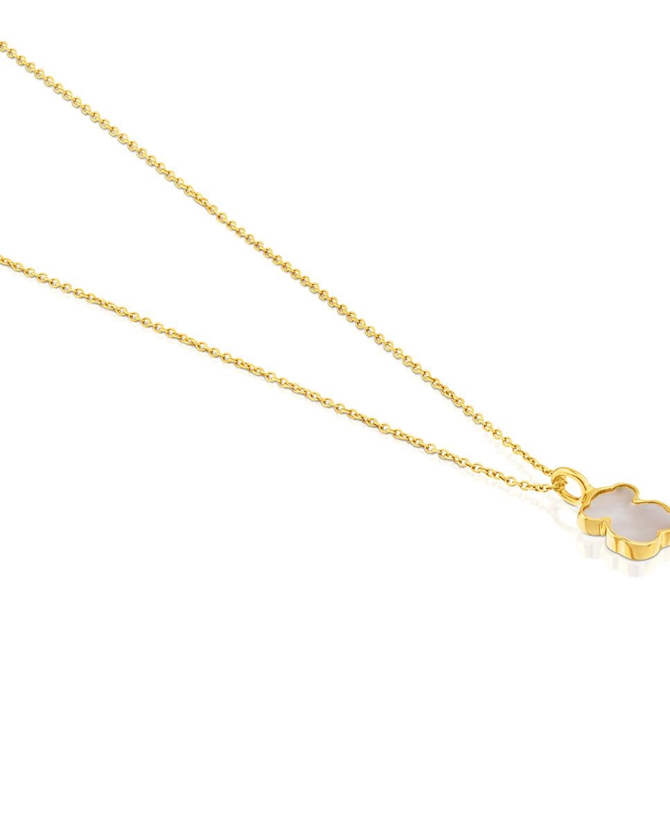 Colar Xxs Urso de Ouro Amarelo e Madrepérola Cinzento-3