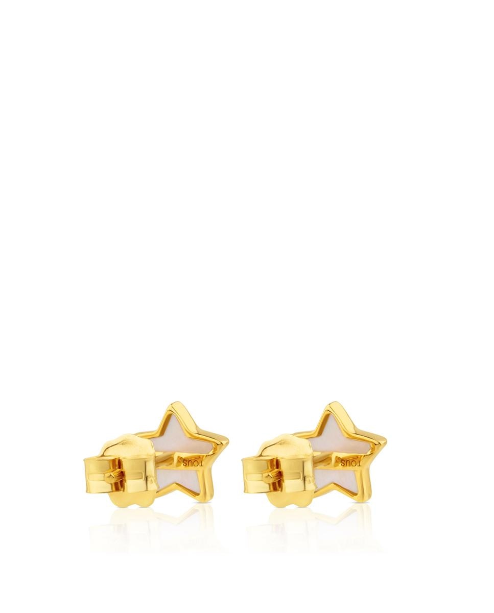 Brincos Estrela de Ouro Amarelo e Madrepérola Cinzento-3