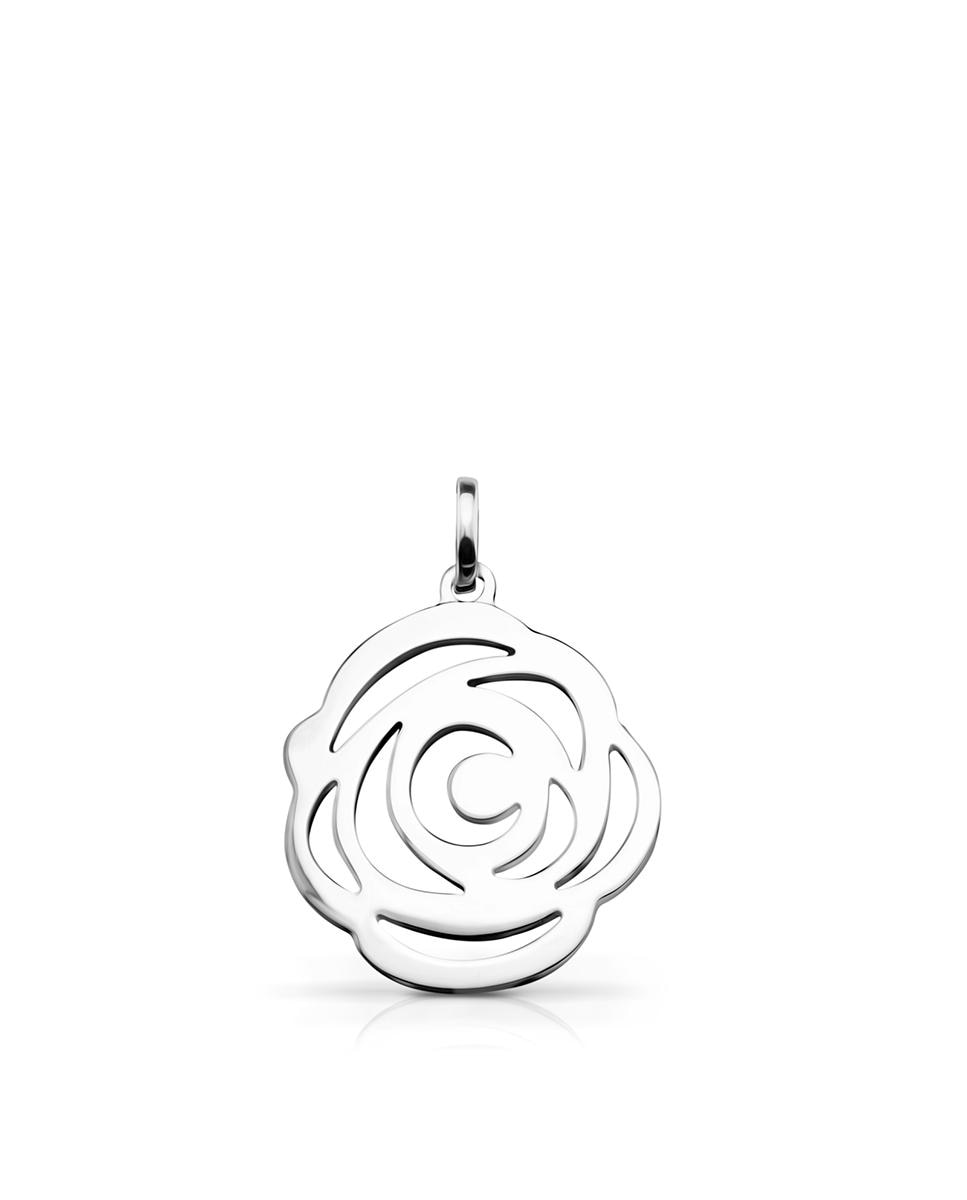 Pingente Rosa de Abril Silhueta em Prata Prata-1
