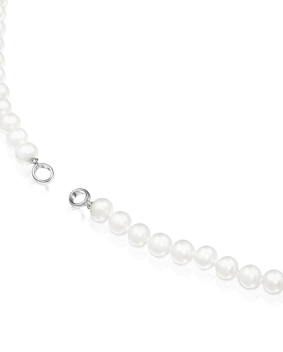 Colar Hold de Pérolas e Prata Branco-2