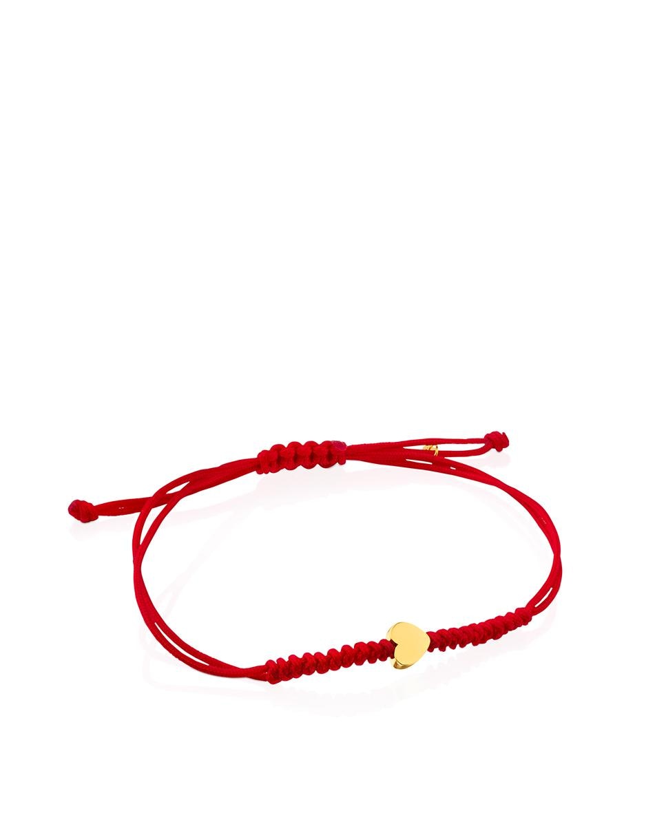 Pulseira Xxs Coração de Ouro Amarelo e Corrente em Vermelho Multicolor-1