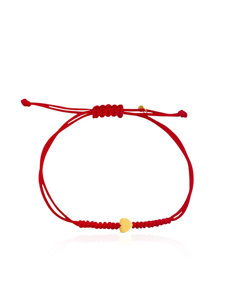 Pulseira Xxs Coração de Ouro Amarelo e Corrente em Vermelho Multicolor-2