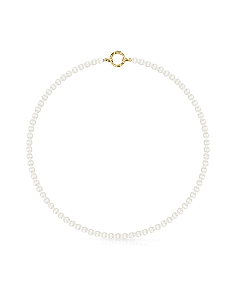 Colar Hold de Pérolas e Ouro Amarelo Branco-1