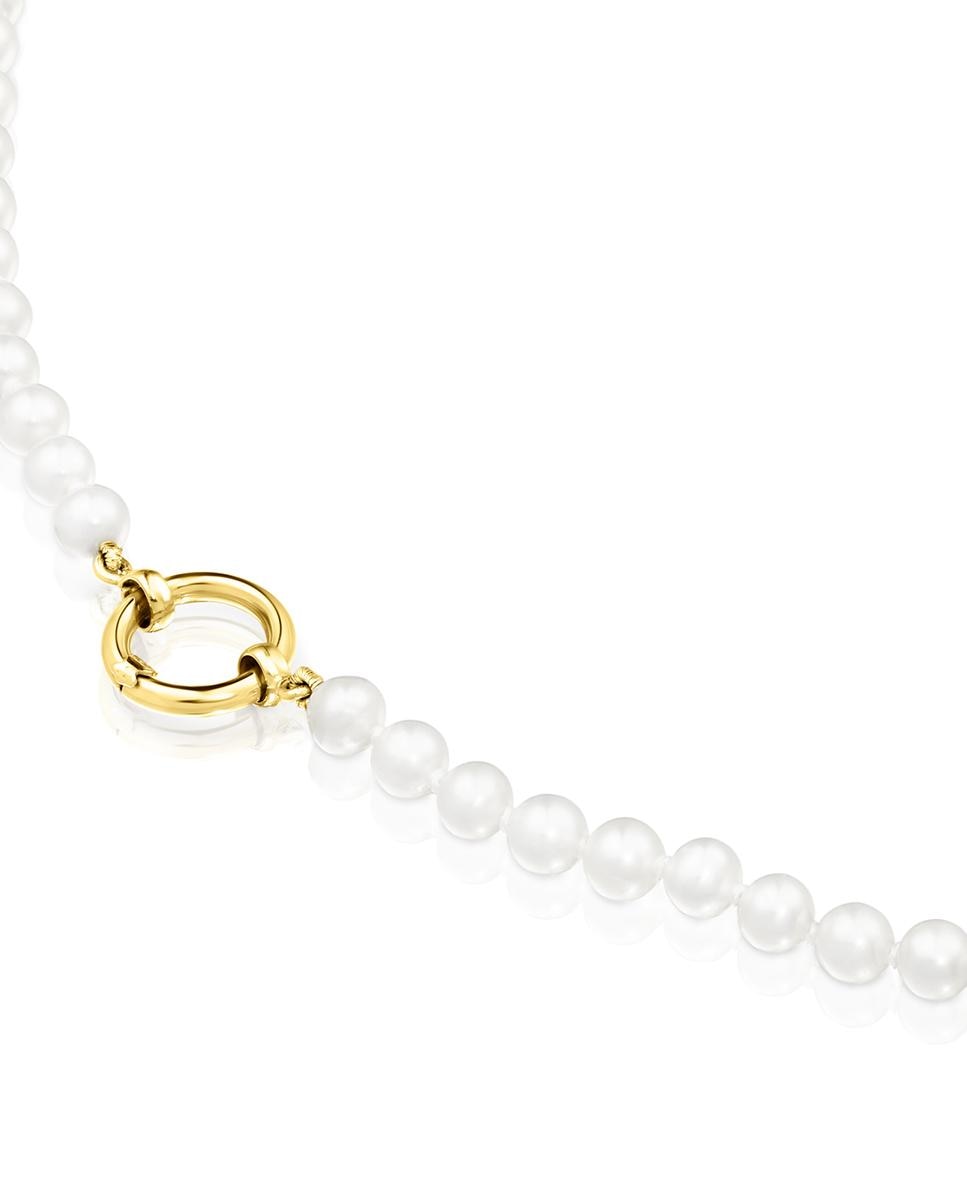 Colar Hold de Pérolas e Ouro Amarelo Branco-2