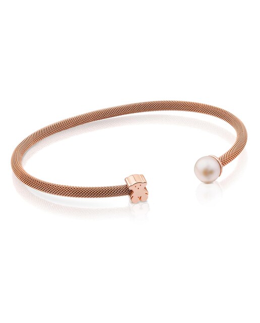 Imagem 0 de Pulseira Icon Mesh de Aço Banhada em Ouro Rosa 18 Kt Sobre Prata e Pérola