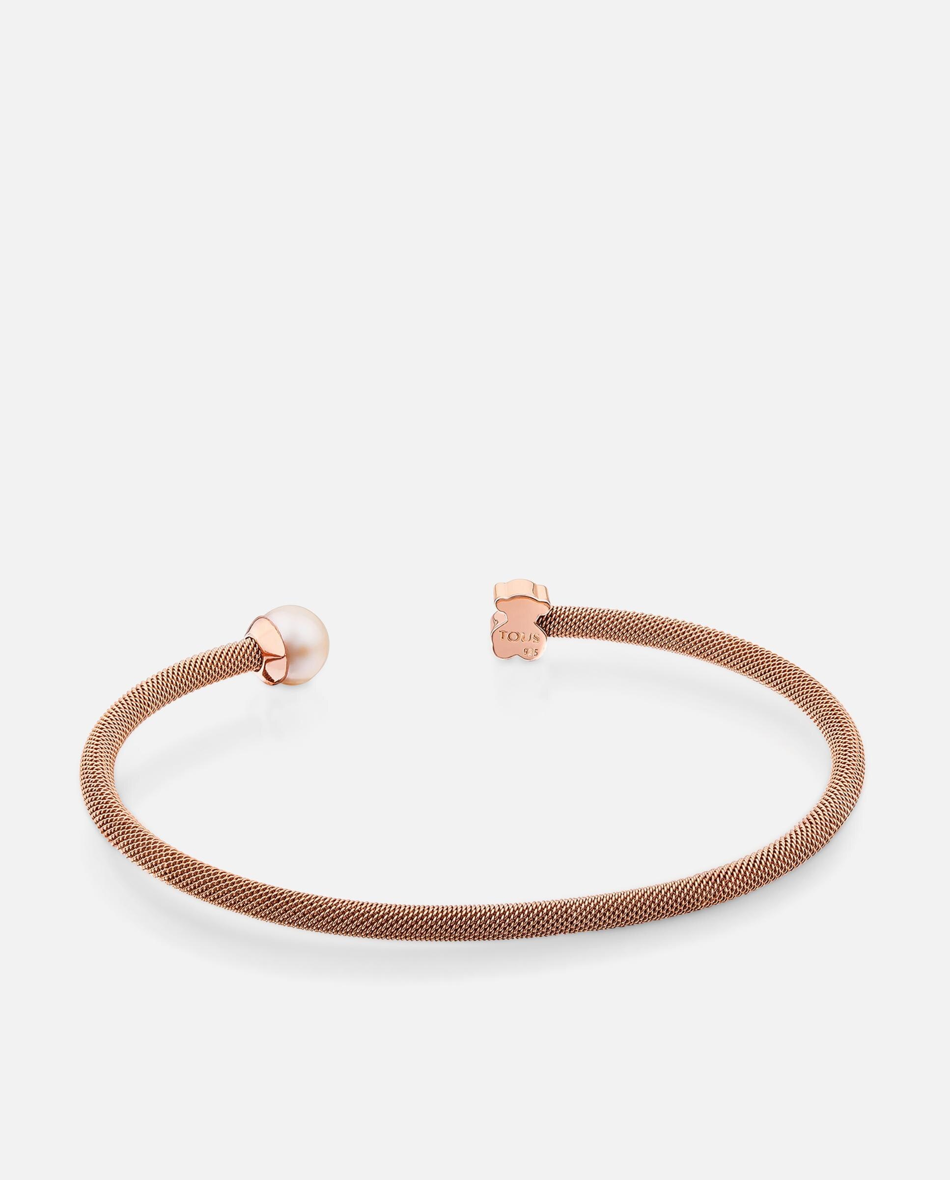Pulseira com Pérola Cultivada Icon Mesh de Aço e Banho de Ouro Rosa Sobre Prata Rosa-3