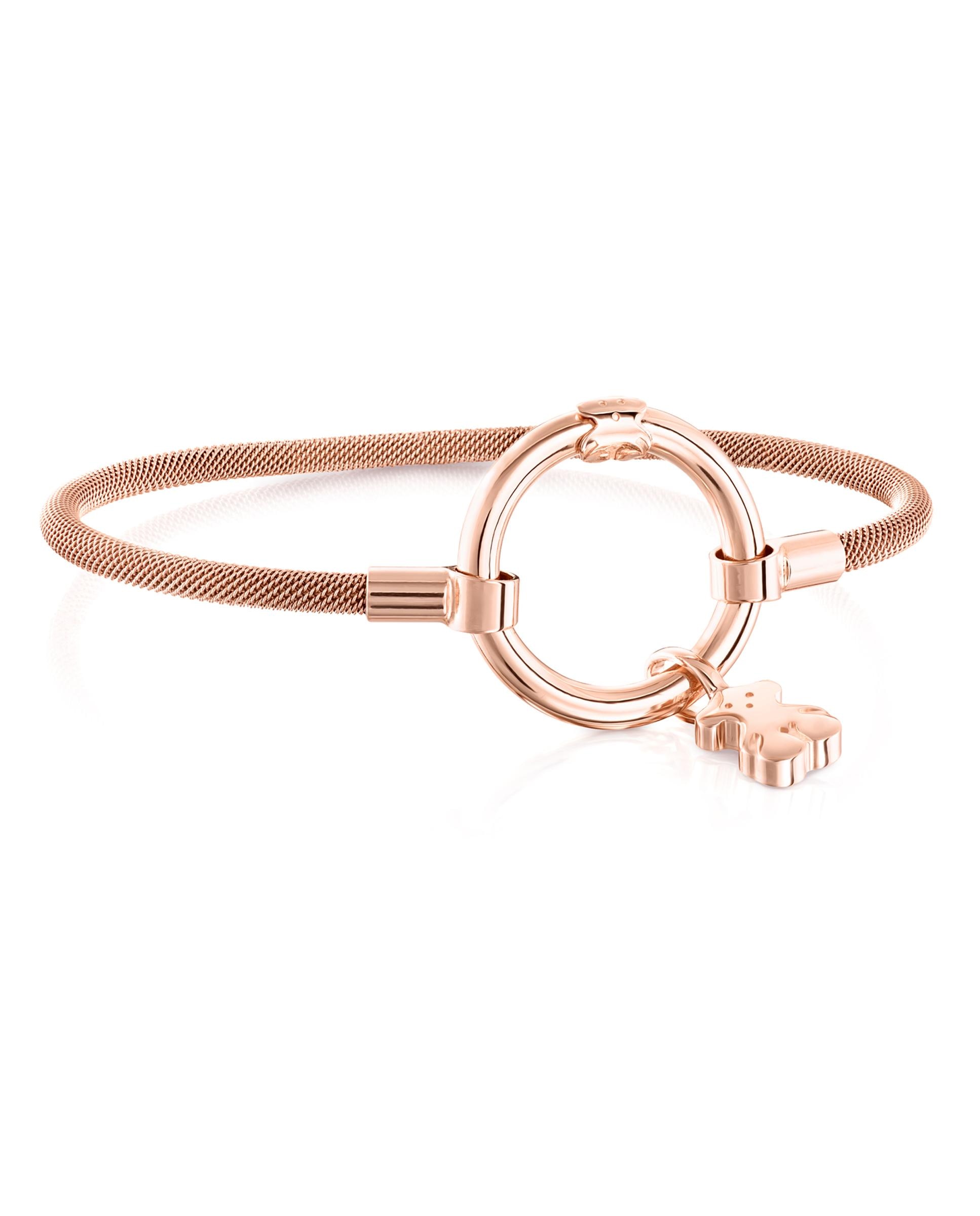 Pulseira de Corrente Hold Banhada em Ouro de 18 Kt Sobre Prateado Rosa e Aço Ip Rosa Rosa-claro-1