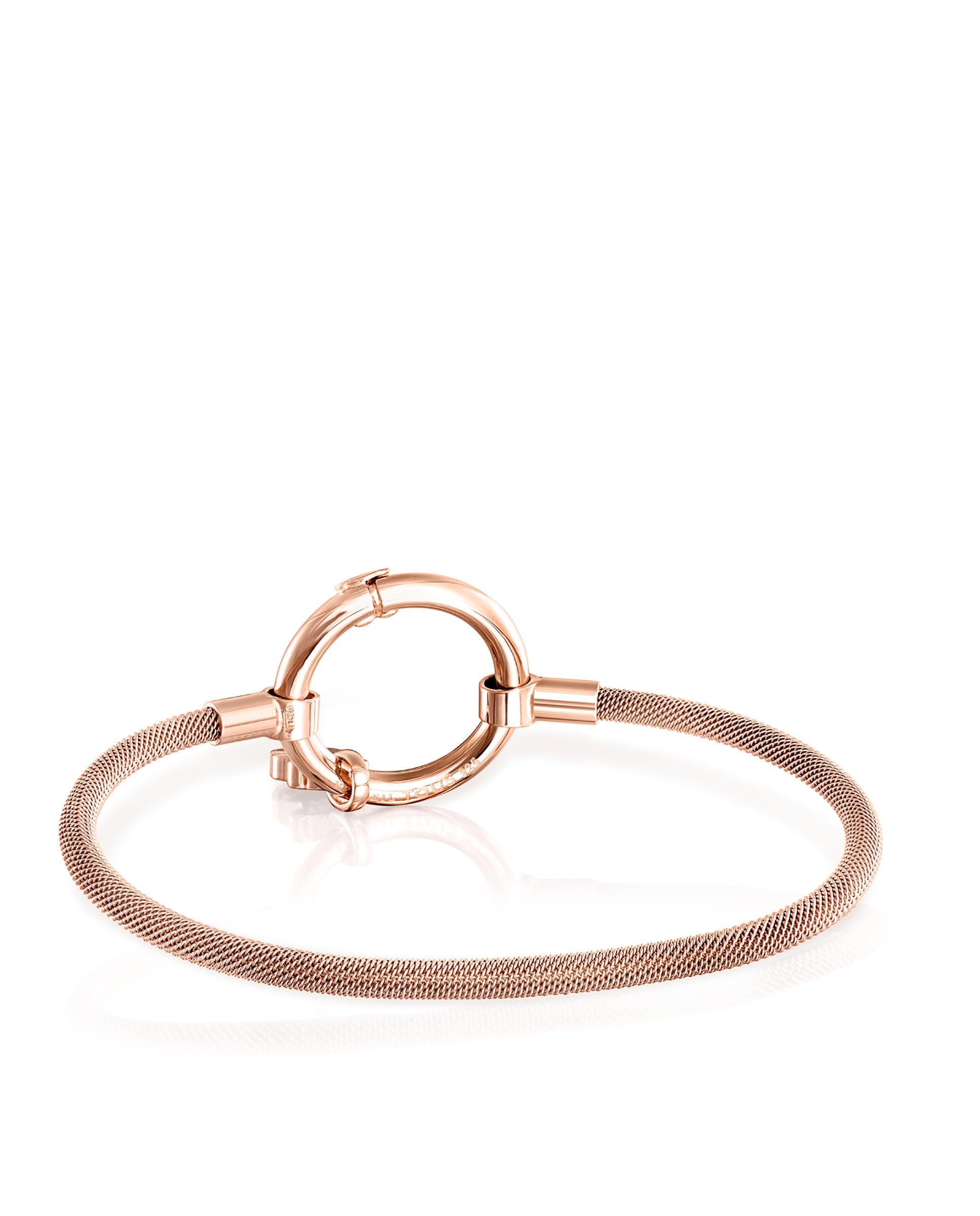 Pulseira de Corrente Hold Banhada em Ouro de 18 Kt Sobre Prateado Rosa e Aço Ip Rosa Rosa-claro-2