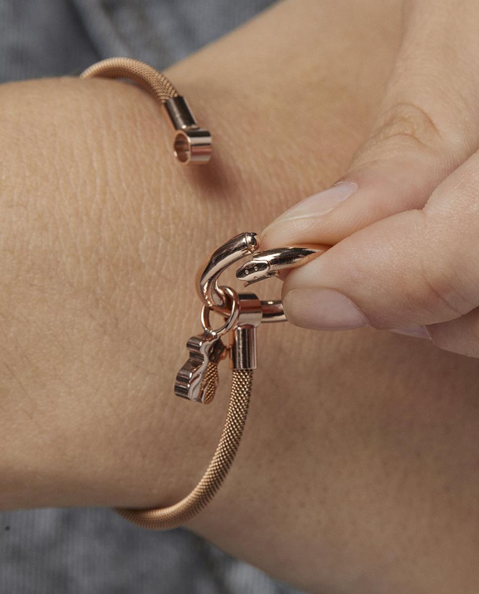 Pulseira de Corrente Hold Banhada em Ouro de 18 Kt Sobre Prateado Rosa e Aço Ip Rosa Rosa-claro-4
