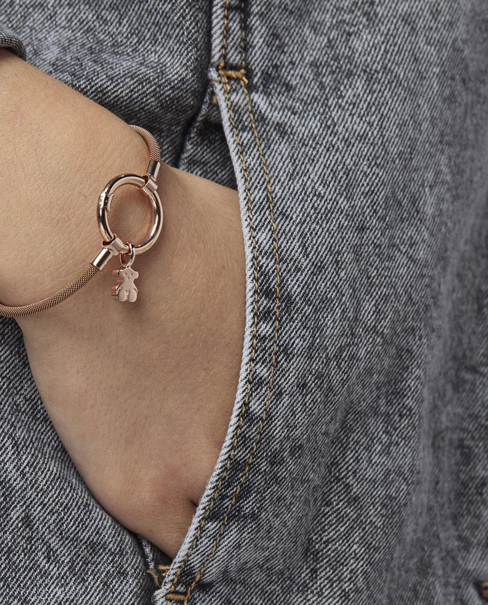 Pulseira de Corrente Hold Banhada em Ouro de 18 Kt Sobre Prateado Rosa e Aço Ip Rosa Rosa-claro-5