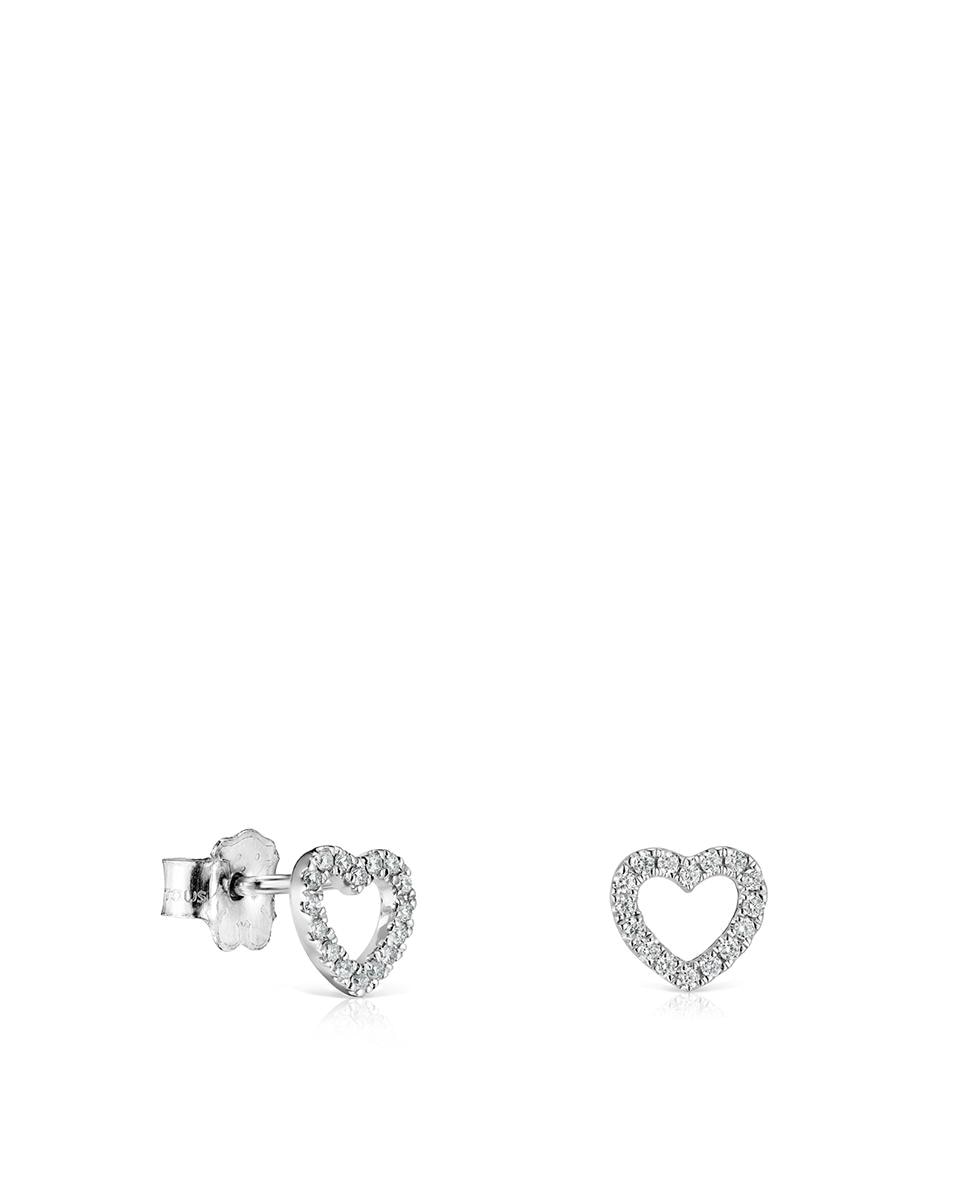 Brincos Les Classiques Coração de Ouro Branco e Diamantes Branco-1