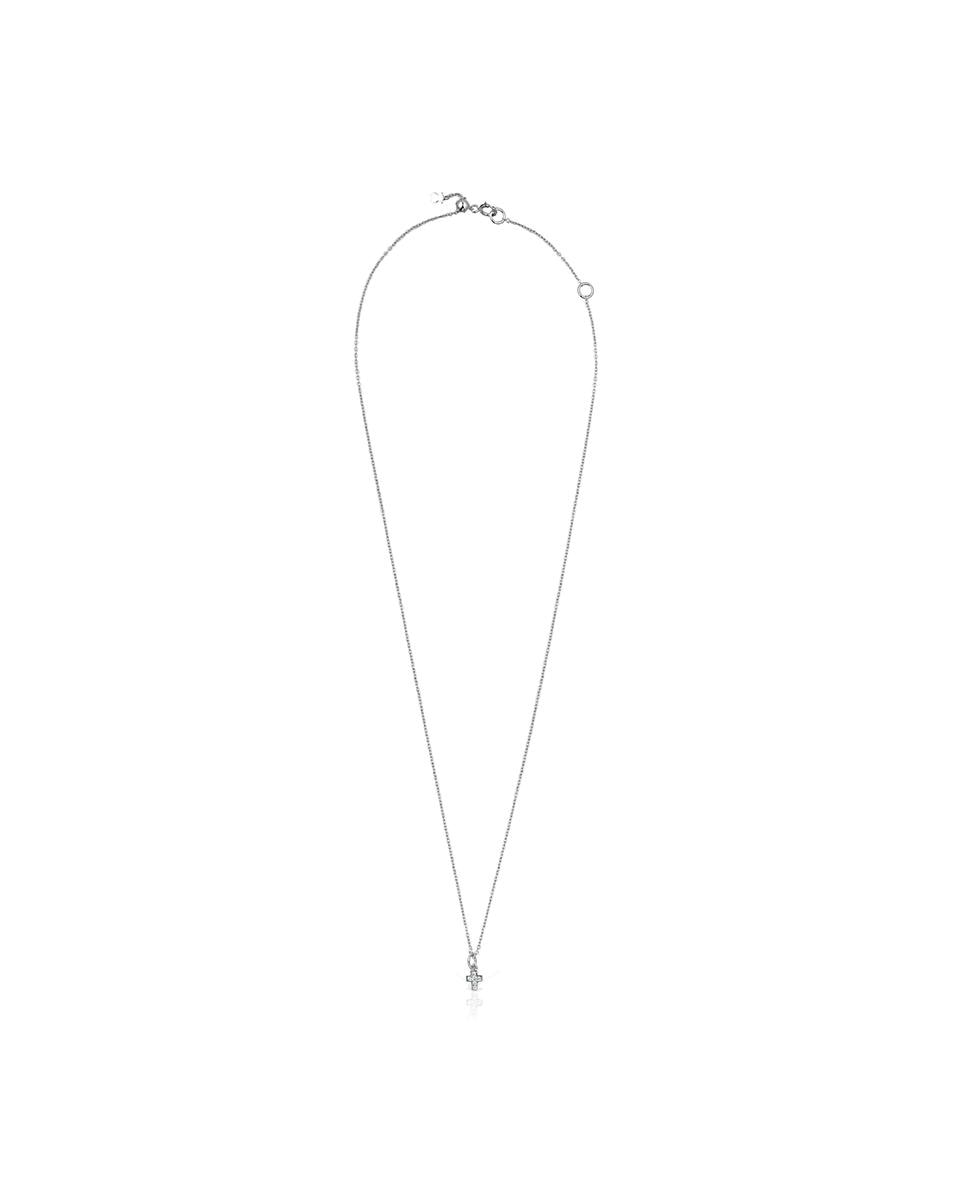 Colar Les Classiques Cruz de Ouro Branco com Diamantes Branco-2