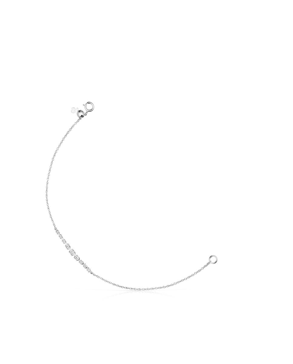 Pulseira de Corrente Riviere de Ouro Branco com Nove Diamantes Branco-1
