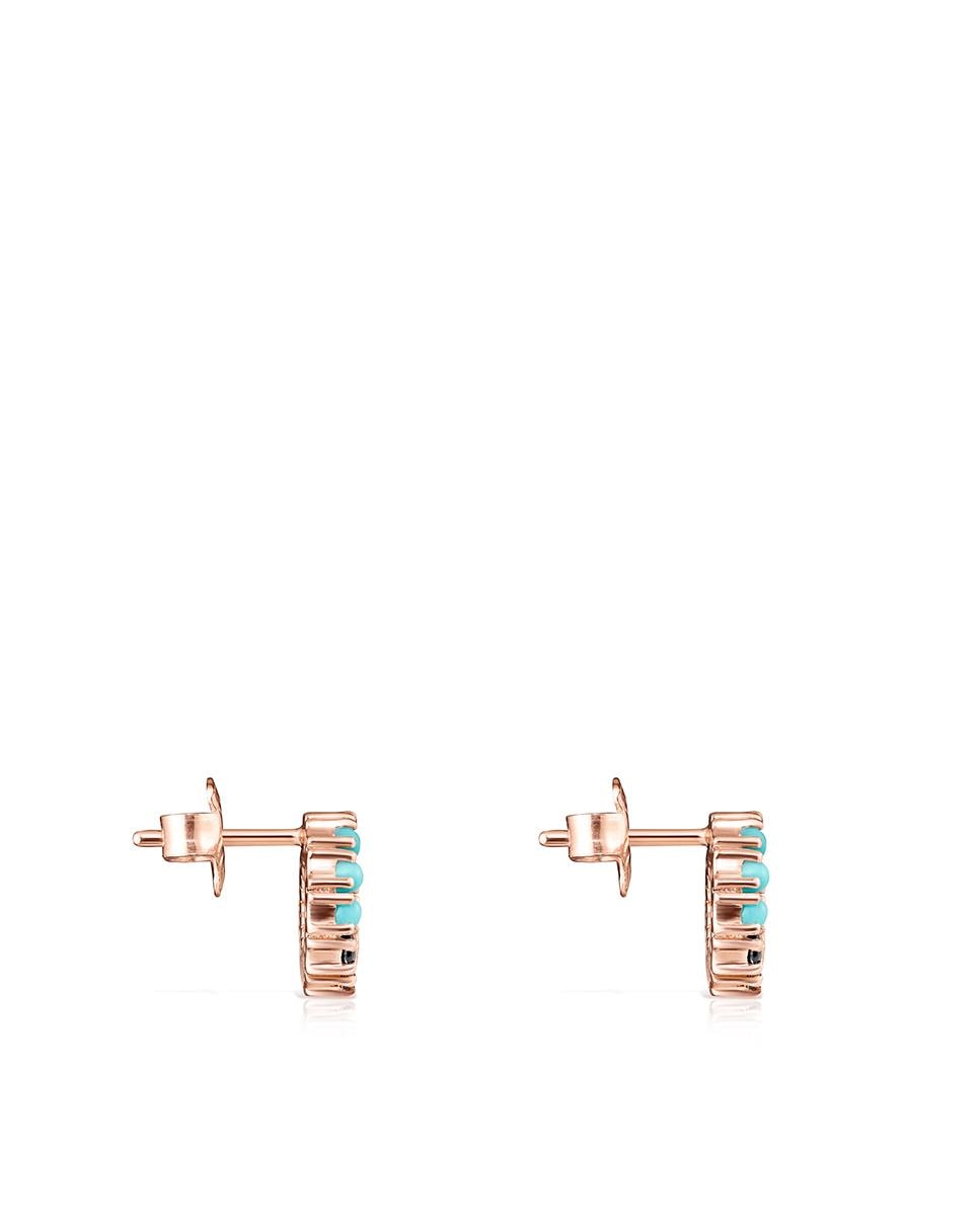 Brincos Straight Disco Banhados em Ouro de 18 Kt Sobre Prata Rosa com Gemas Multicolor-2