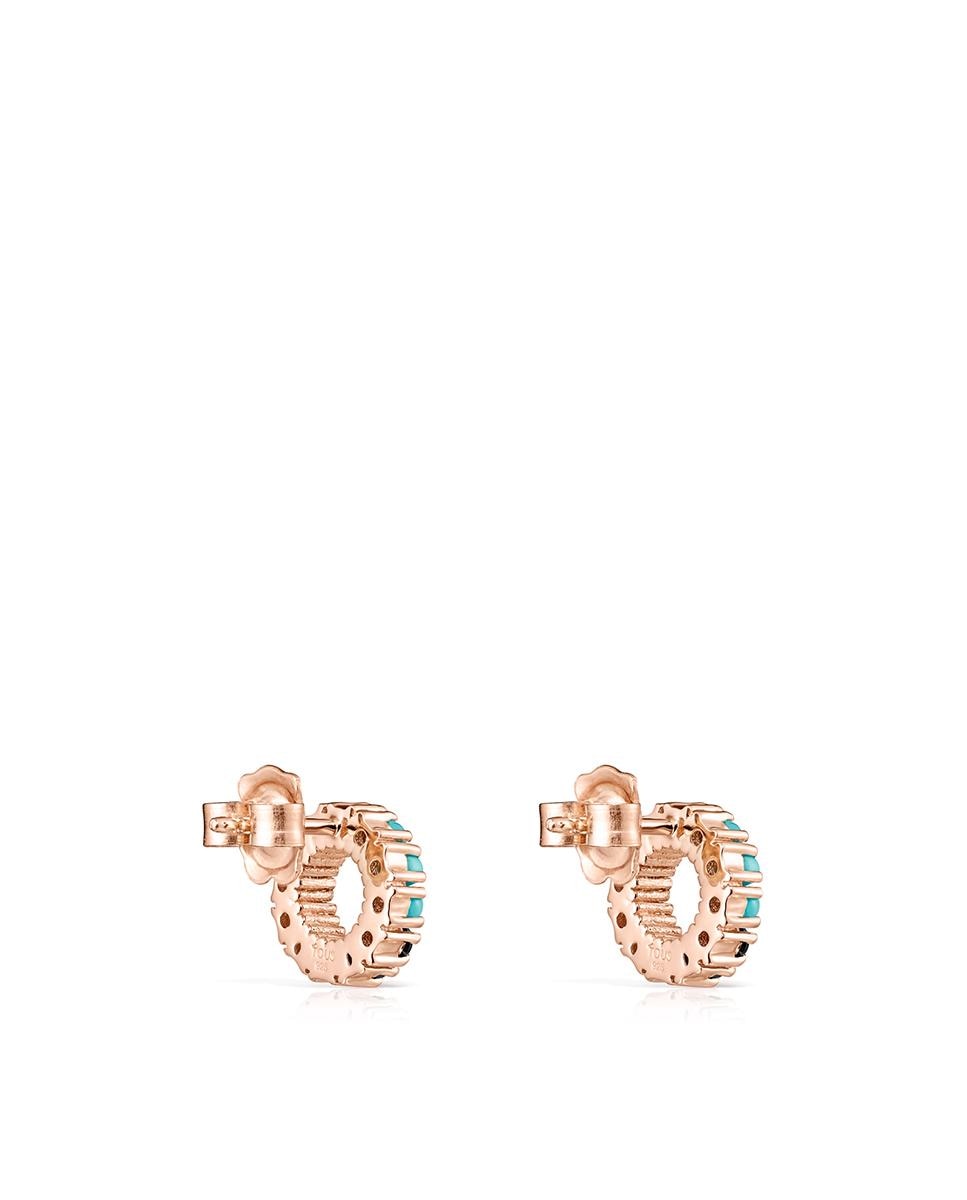 Brincos Straight Disco Banhados em Ouro de 18 Kt Sobre Prata Rosa com Gemas Multicolor-3