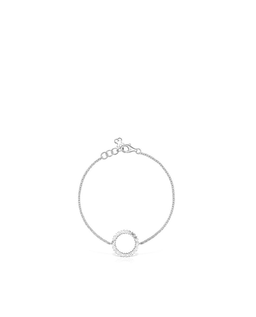 Pulseira de Corrente Straight Disco de Prata Branco-2