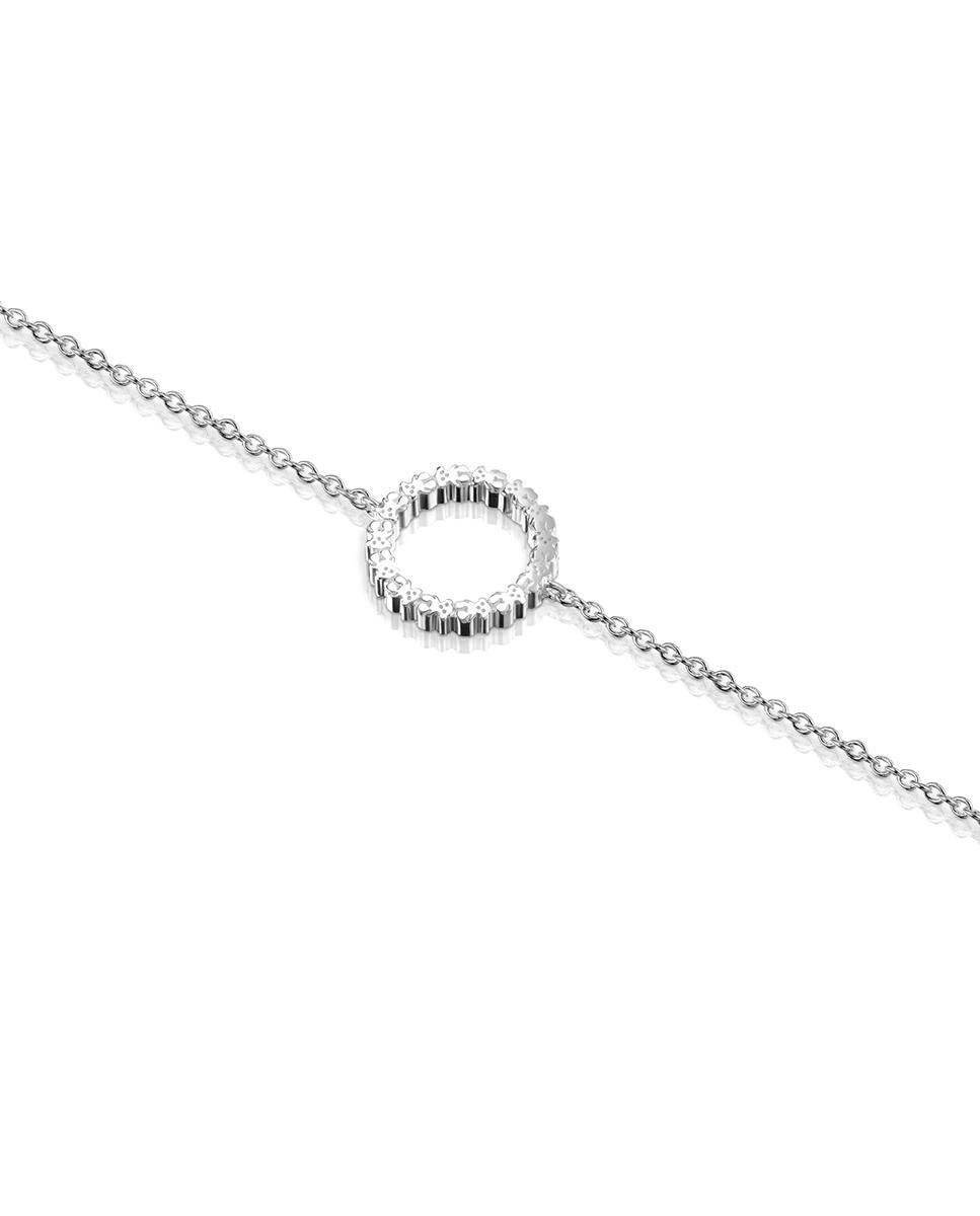 Pulseira de Corrente Straight Disco de Prata Branco-3