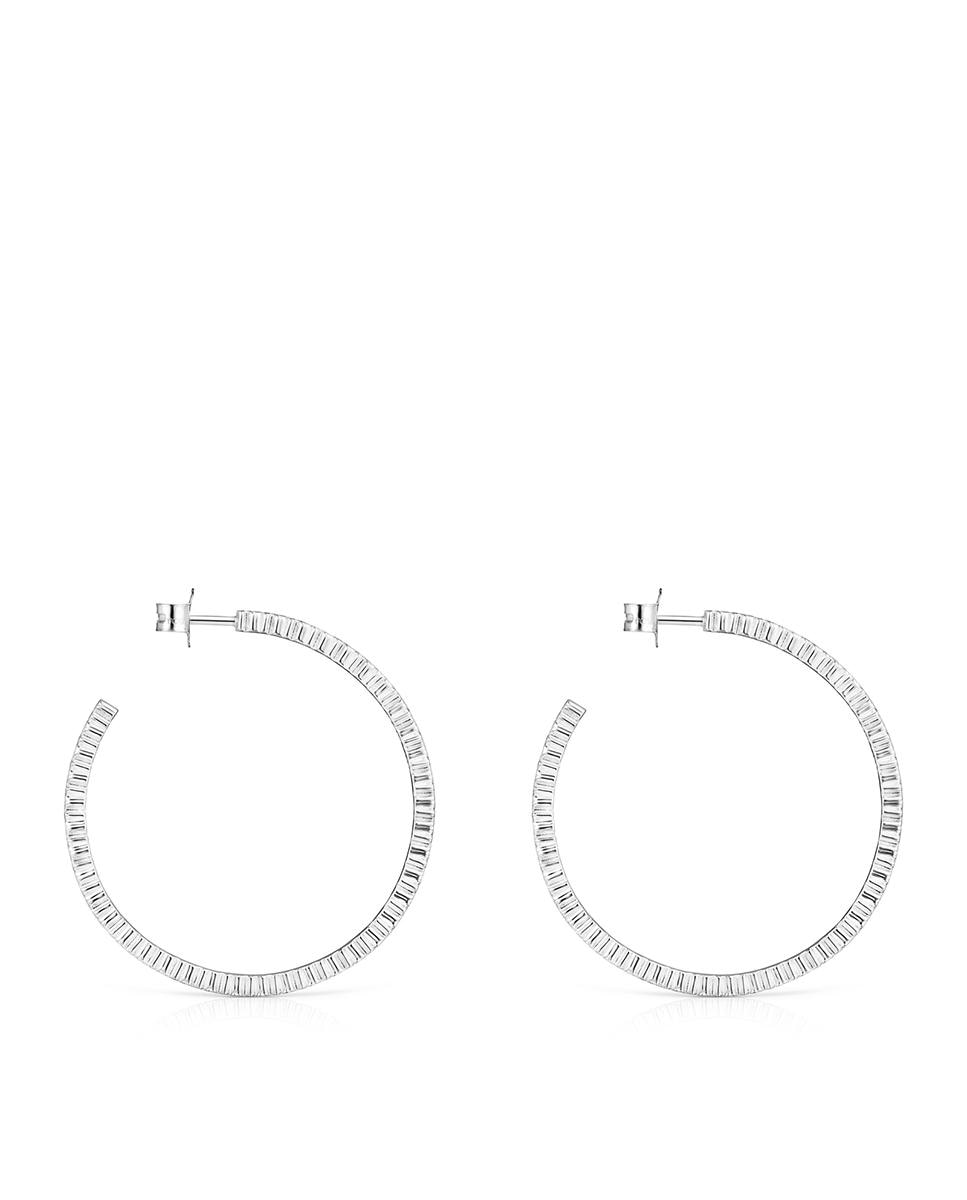 Brincos de Aro Straight Disco de Prata Branco-2