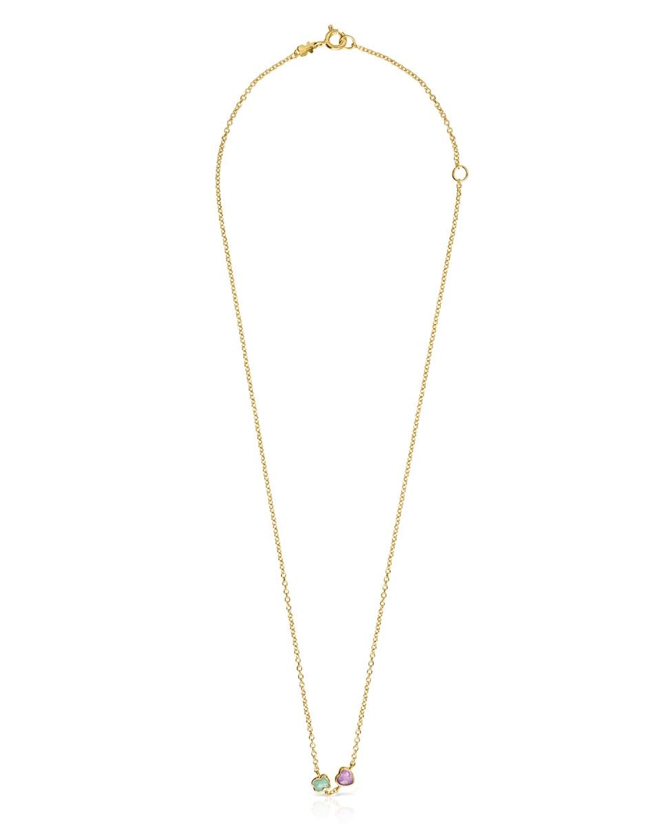 Colar Glory Banhado a Ouro de 18 Kt Sobre Prata com Amazonita e Ametista Multicolor-1