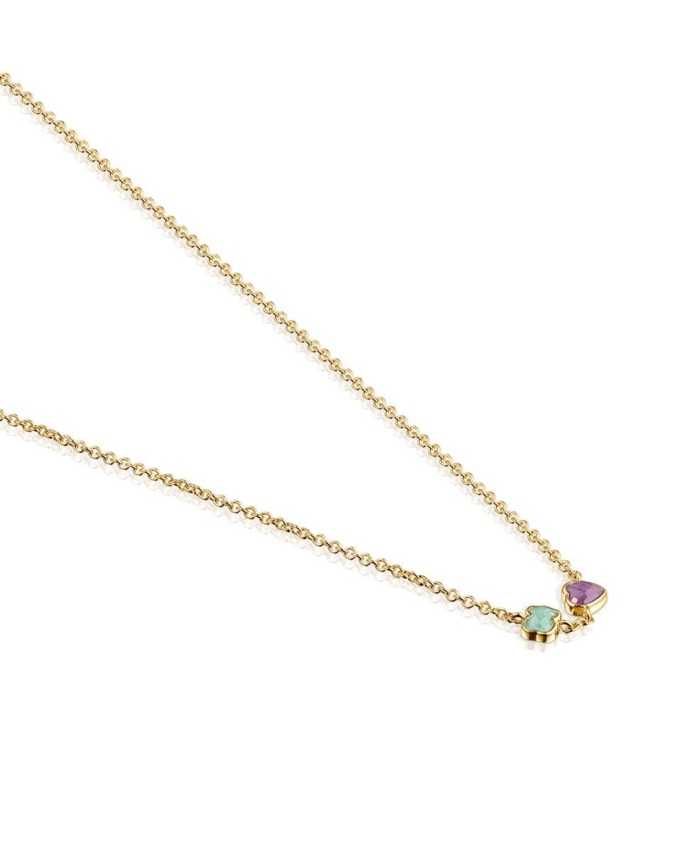 Colar Glory Banhado a Ouro de 18 Kt Sobre Prata com Amazonita e Ametista Multicolor-2