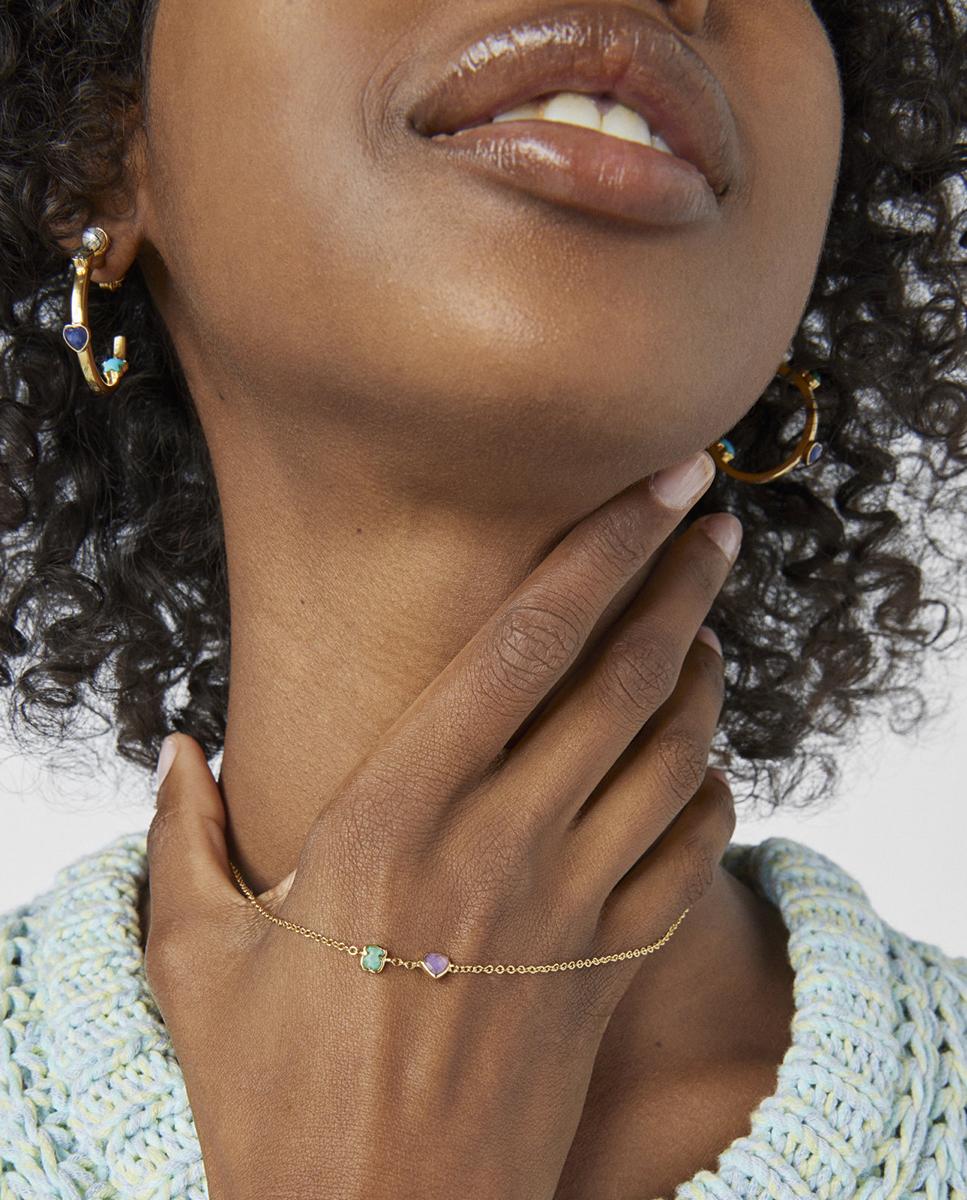 Colar Glory Banhado a Ouro de 18 Kt Sobre Prata com Amazonita e Ametista Multicolor-3