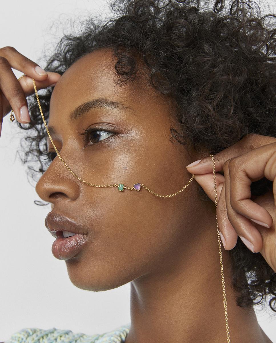 Colar Glory Banhado a Ouro de 18 Kt Sobre Prata com Amazonita e Ametista Multicolor-4